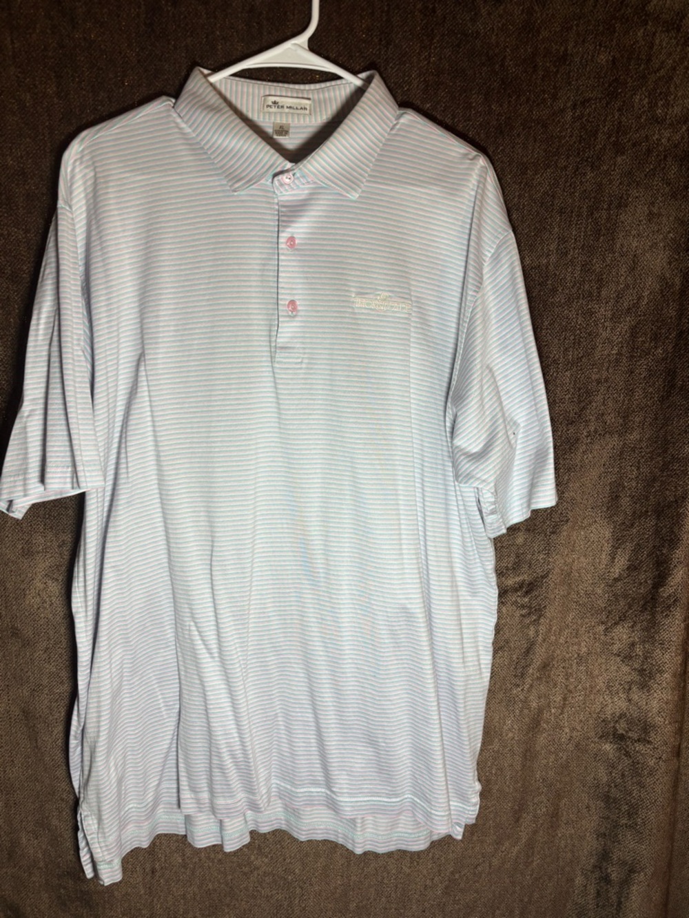 Peter Millar Light Blue & White Striped Polo